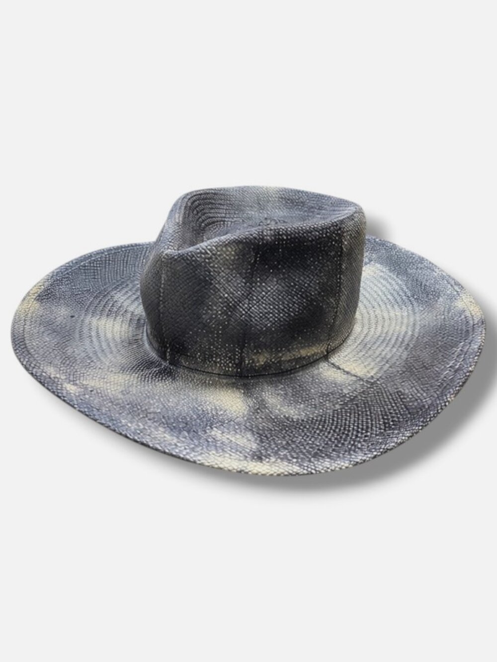 Monrowe Women's Blue Straw Tie-Dye Diamond Crown Panama Hat Size S/M